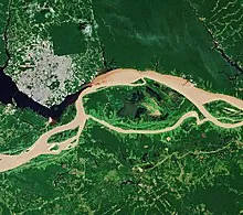 Satellite view of Manaus and Amazon Rainforest